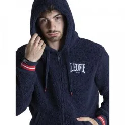 Felpa Leone Sherpa Mondrian Blu Navy -Guanti felpa uomo leone 1947 sherpa con cappuccio 3