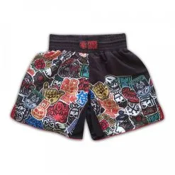 Pantaloncini Kick-thai Pride Or Die Stickers -Guanti pantaloncini pride or die stickers davanti