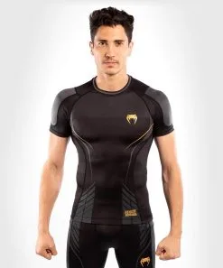 Rashguard Venum Athletics Nero-oro Maniche Corte
